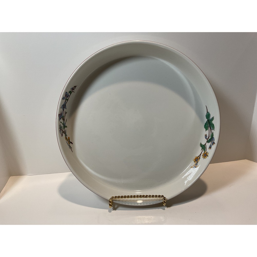 Woodhill Fine Bakeware Round Floral Serving Pie Plate Dish Microwave Oven Safe